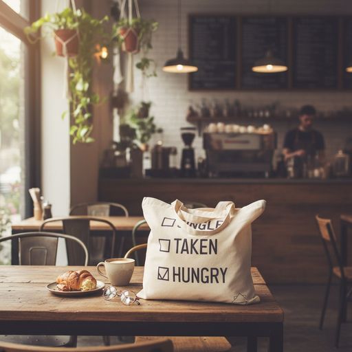 Tote Bag En Coton – Single Taken Hungry – Wanderbag thumbnail 3