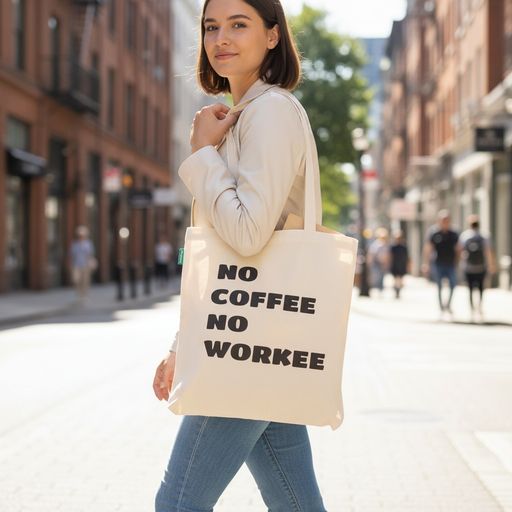 Tote Bag En Coton – No Coffee No Workee – Wanderbag thumbnail 2