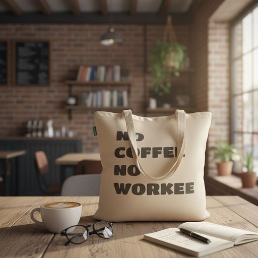 Tote Bag En Coton – No Coffee No Workee – Wanderbag thumbnail 3
