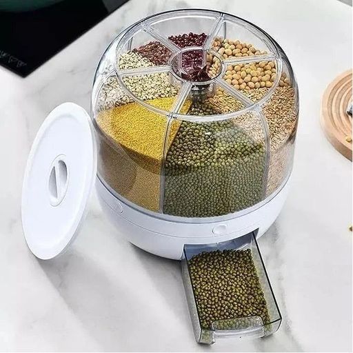 Distributeur Rotatif De Riz 7l Boîte De Rangement Alimentaire 360 Pour Céréales Et Légumineuses thumbnail 4
