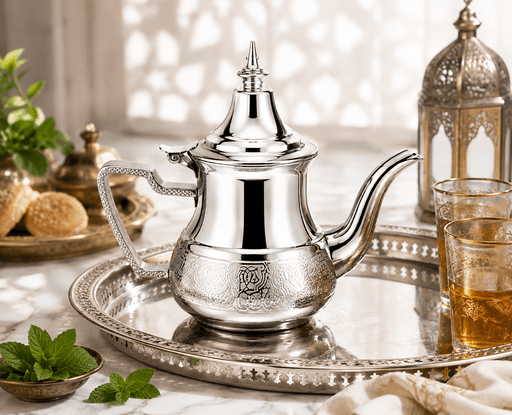 Théière Marocaine En Inox Argentée thumbnail 2