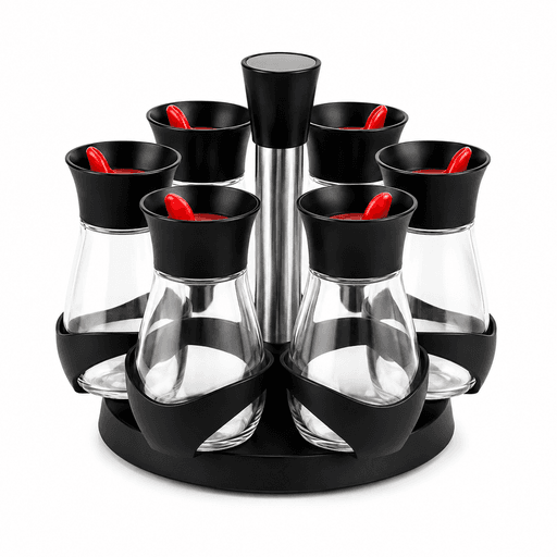 Ensemble De 6 Pots À Épices Rotatif - Support Design thumbnail 1
