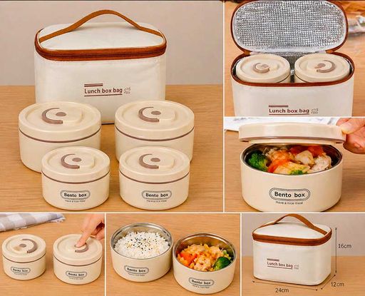 Lunch Box Isotherme 4 Pièces Avec Sac – Boîtes Hermétiques + Sac Thermique thumbnail 4