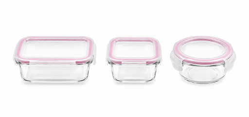Set De 3 Boîtes Hermétiques En Verre Avec Couvercles Étanches thumbnail 1