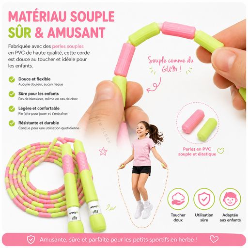 Corde À Sauter À Perles 2,8 M – Poignées Confortables Tpe thumbnail 5
