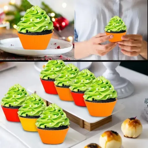 Lot De 12 Moules À Cupcakes En Silicone Alimentaire Réutilisables thumbnail 6