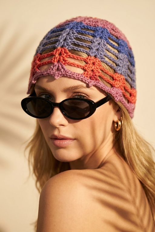 Bonnet Turban Ajouré En Crochet Fait Main – Coton Premium Spécial Été/saison Chaude thumbnail 1
