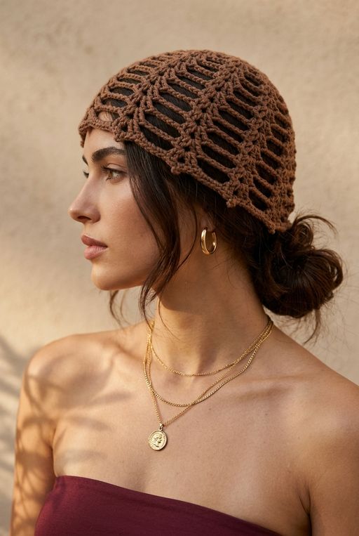 Bonnet Turban Ajouré En Crochet Fait Main – Coton Premium Spécial Été/saison Chaude thumbnail 2